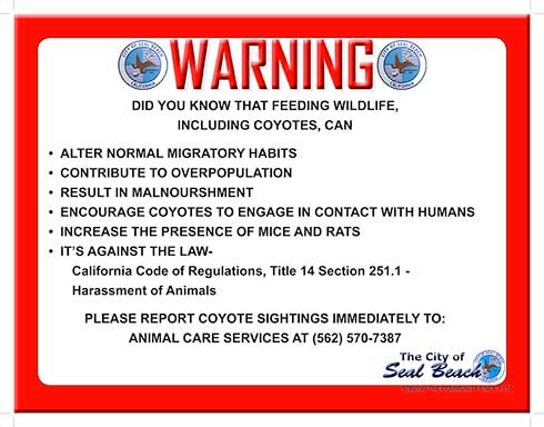 A sign warning against feeding the Animals