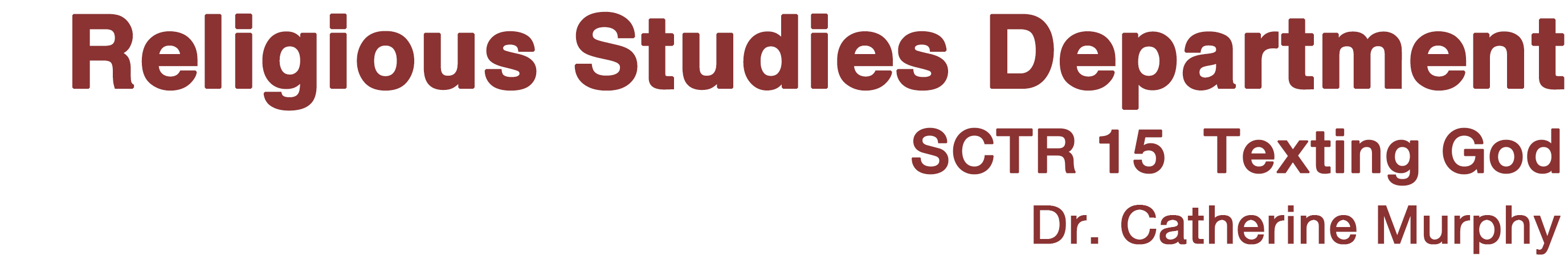 Religious Studies Department, SCU