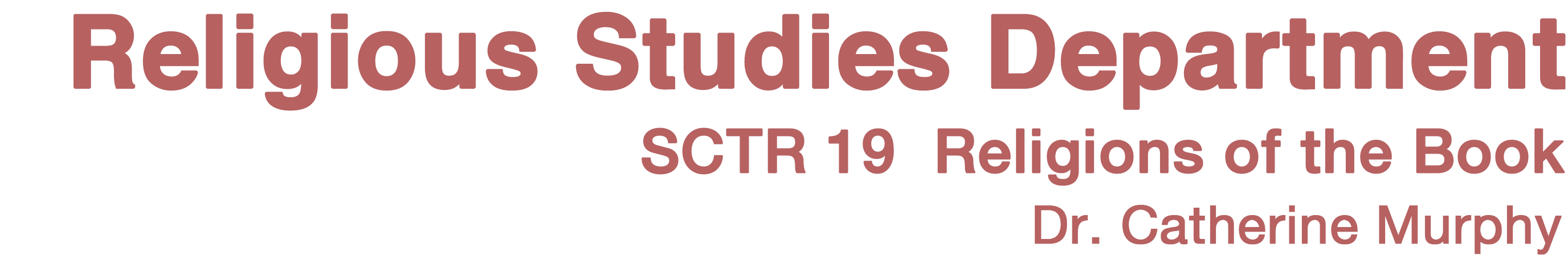 Religious Studies Department, SCU