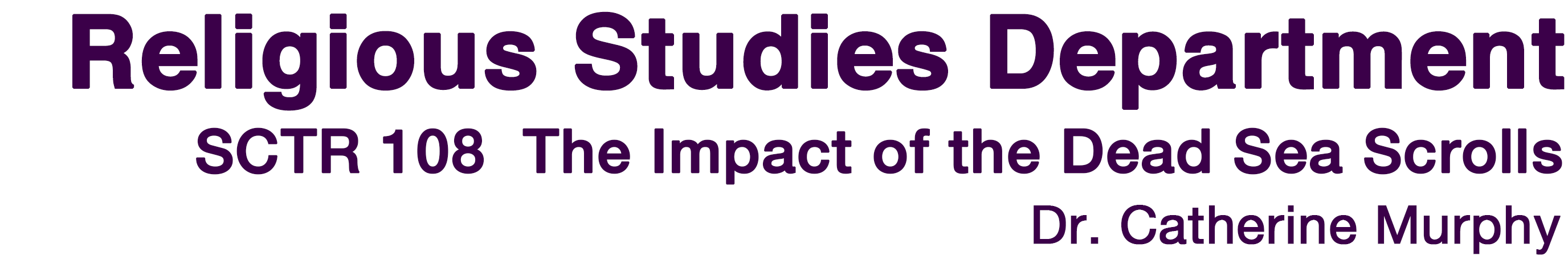 Religious Studies Department, SCU