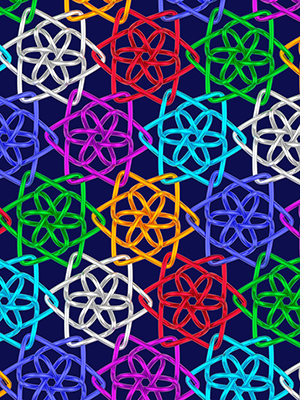 celtic knot shapes connected into a pattern with p6 symmetry