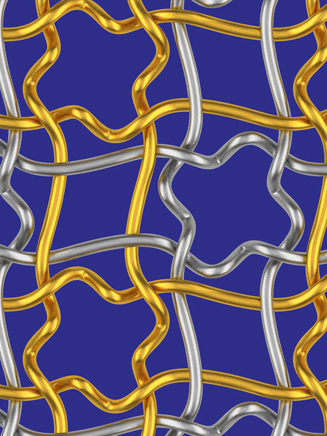 A pattern that appears to be woven from gold and silver bands. It references the wallpaper pattern type p4g.