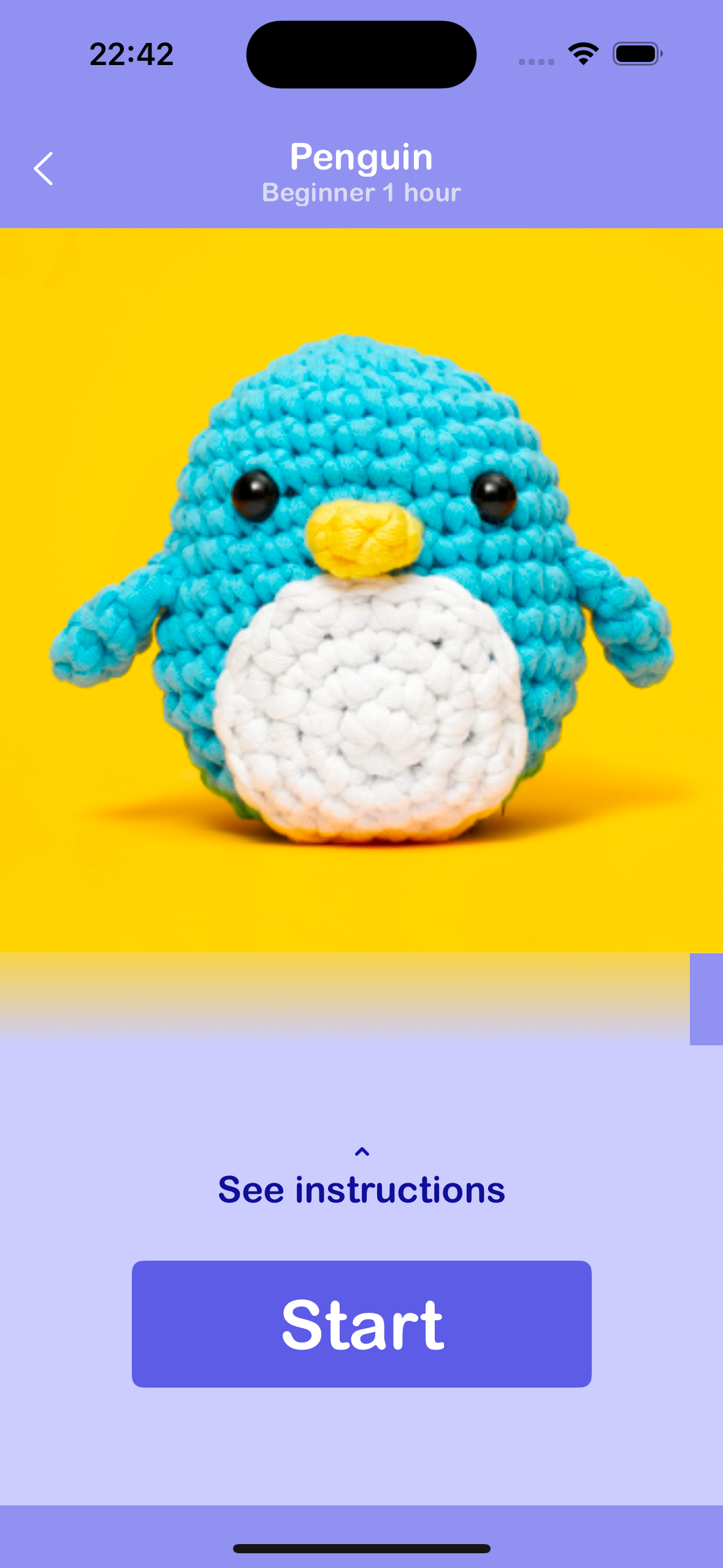 Starting screen of the app