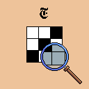 thumbnail of a 3x3 crossword grid with a magnifying glass on top
