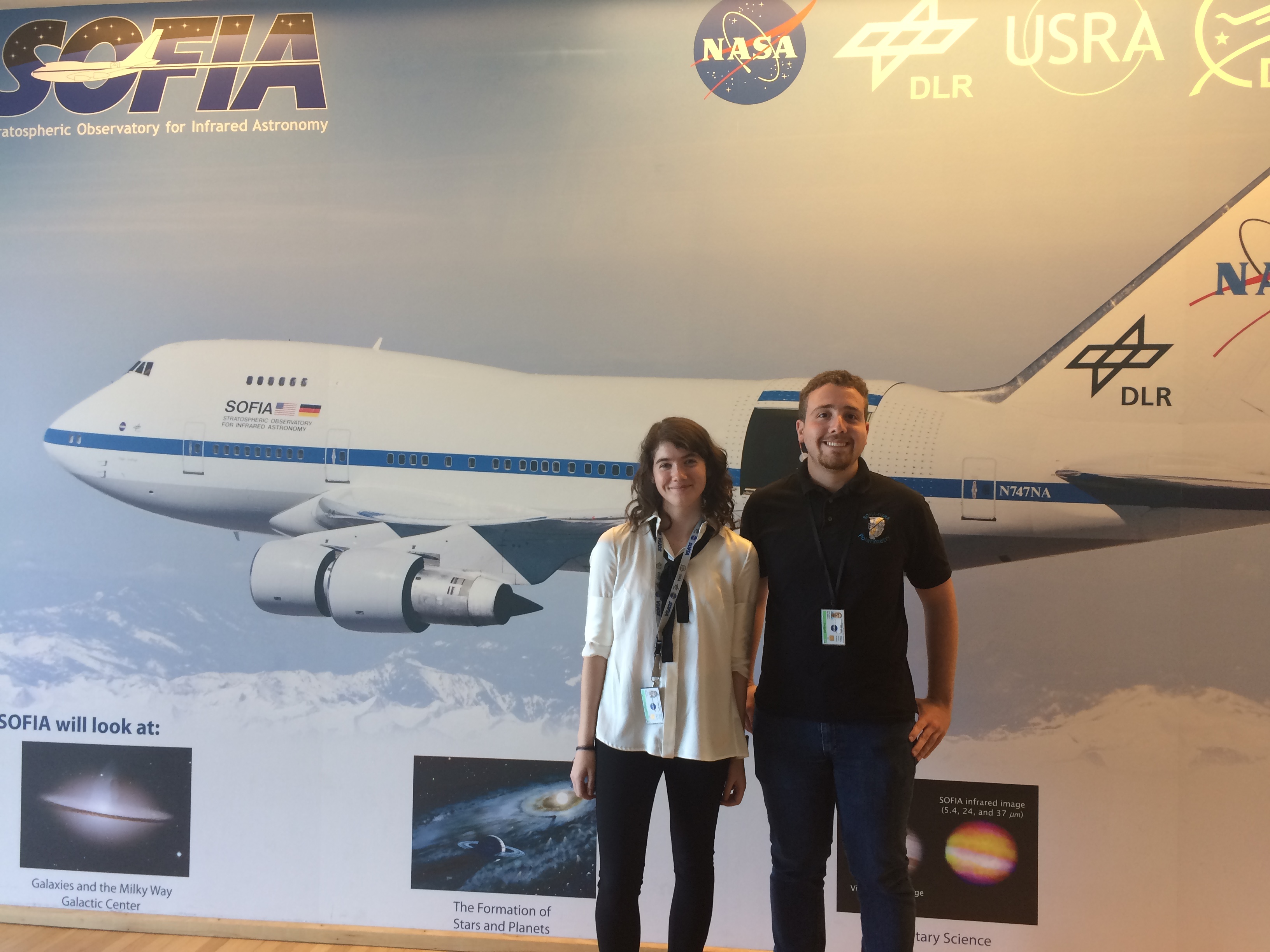 Miranda Caputo and Ricky Spolzino after giving their summer research talks at NASA Ames at the SOFIA Science Center.