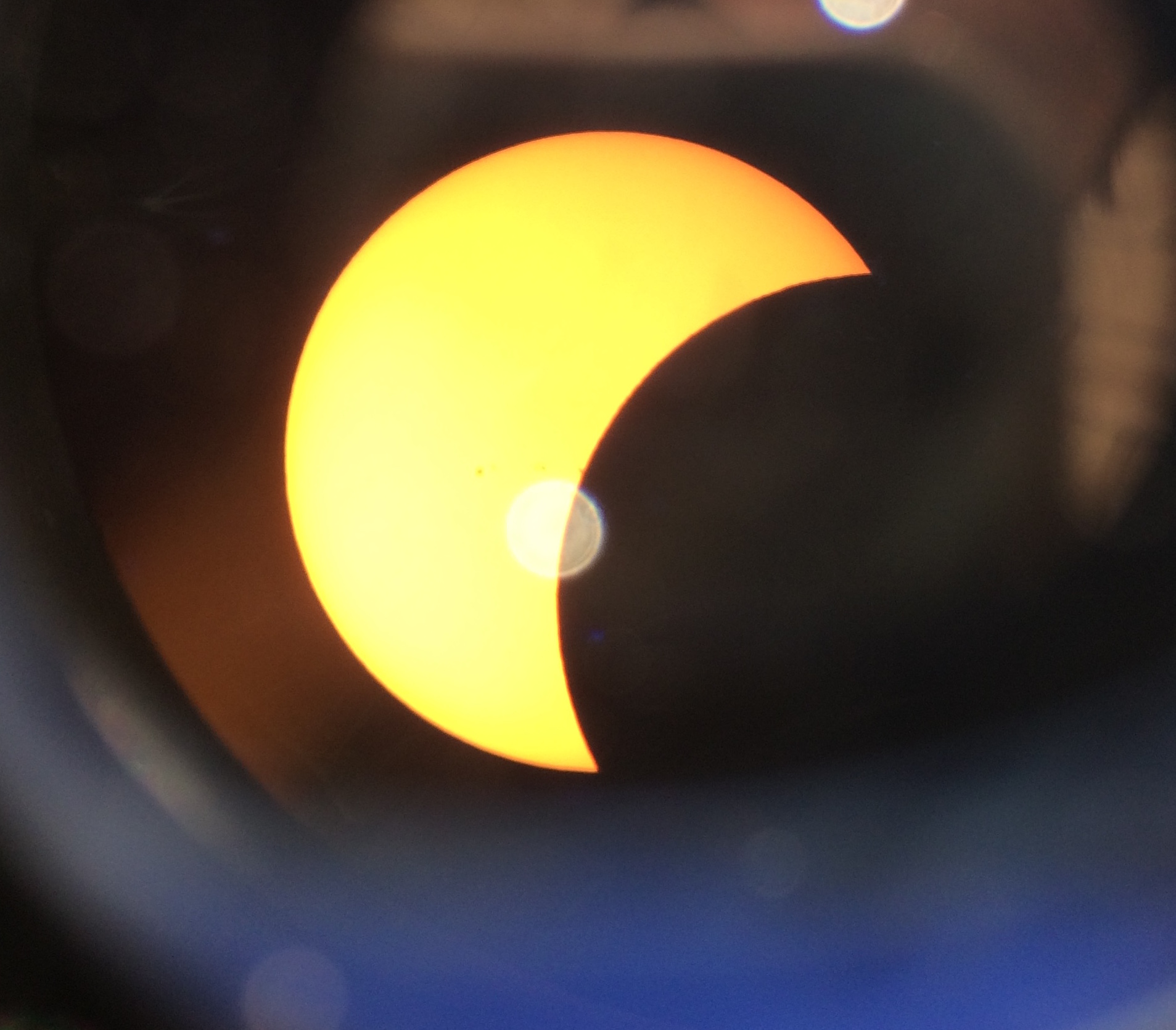 A view of the solar eclipse though one of SCU's telescopes.